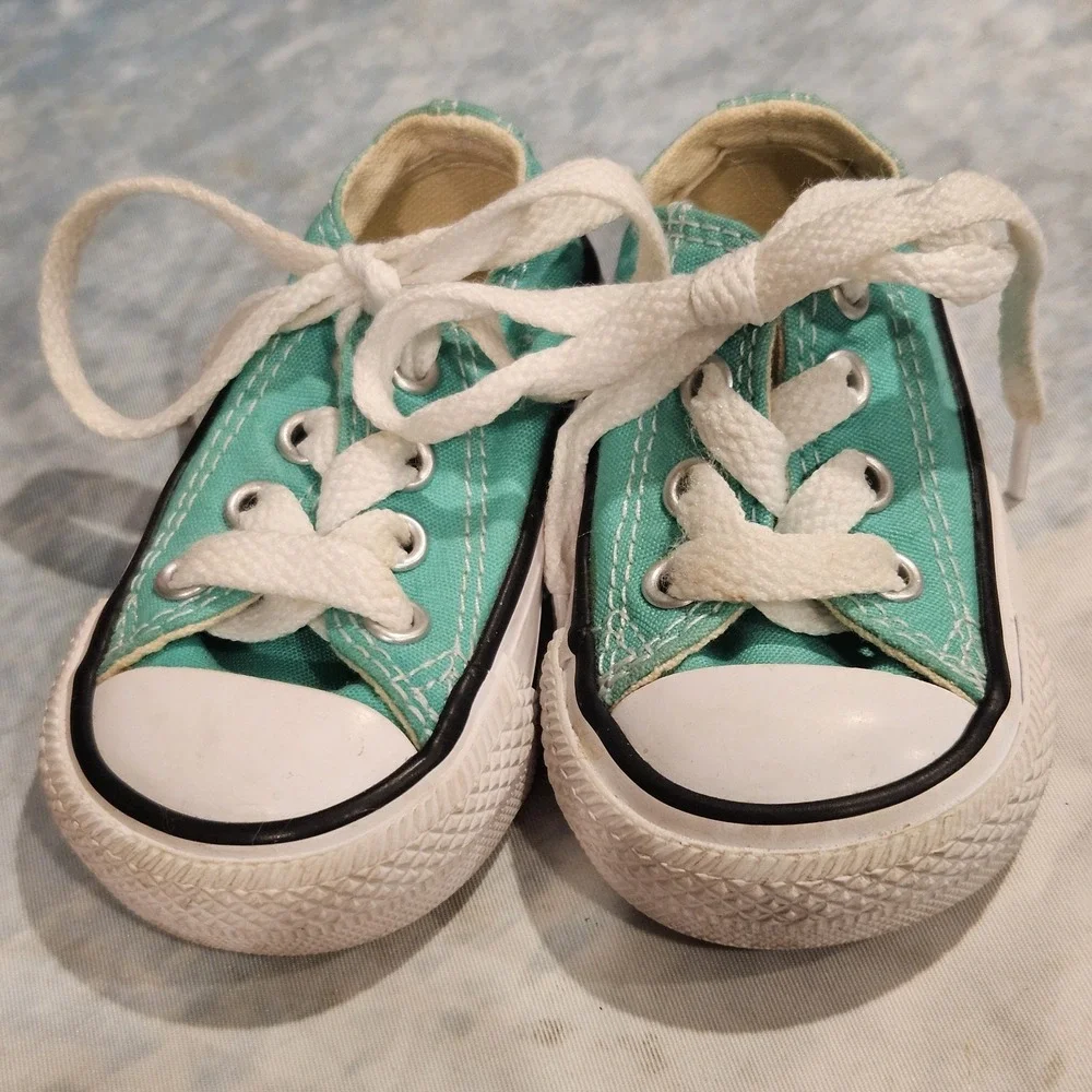 Converse All Star Toddler‎ Teal Low Top Sneakers Baby Size 2 Chuck Taylor